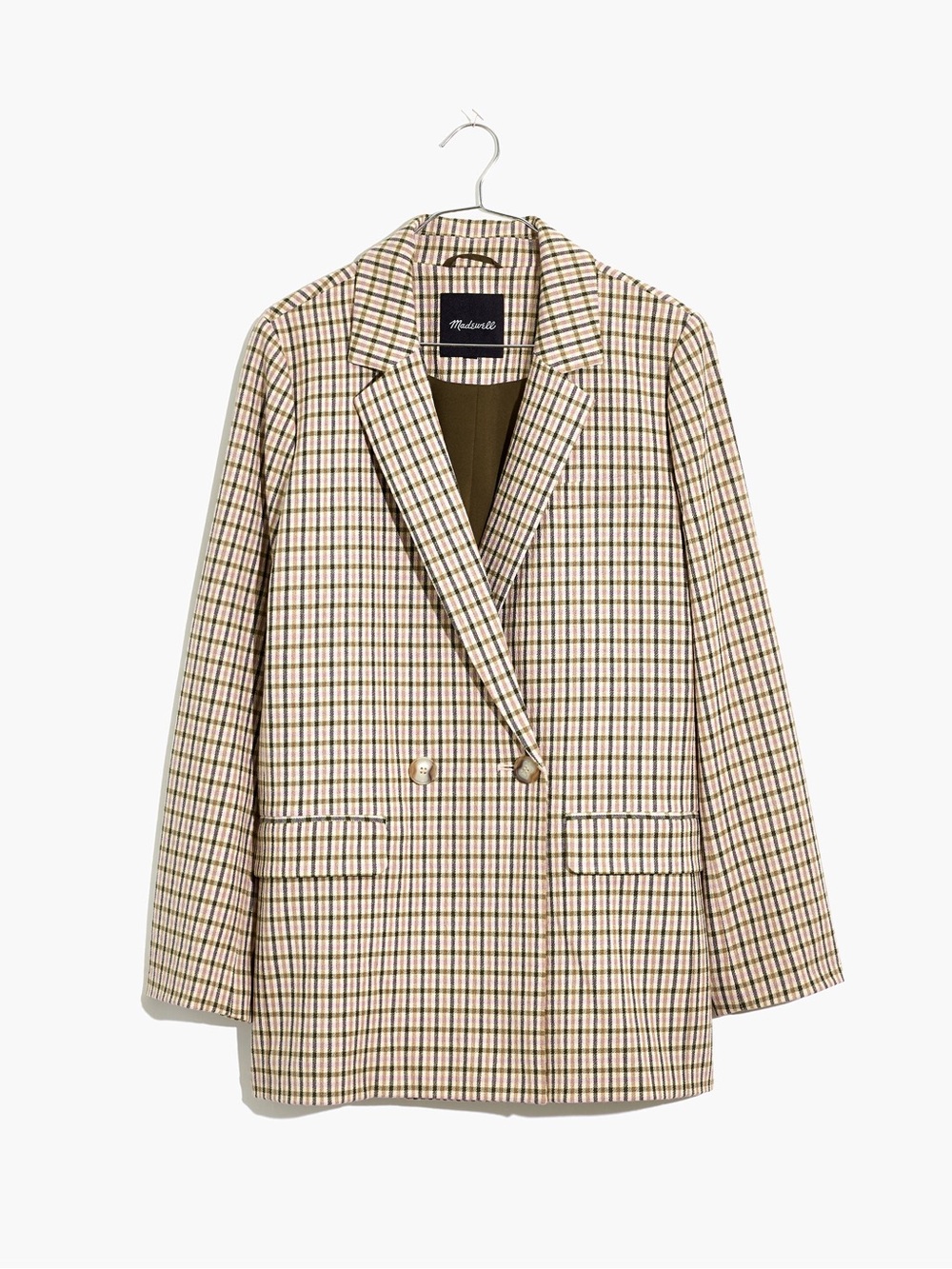 Madewell Dorset Blazer S Albemarle Plaid Neutral Preppy Academia Work Taupe Coat - Picture 3 of 16